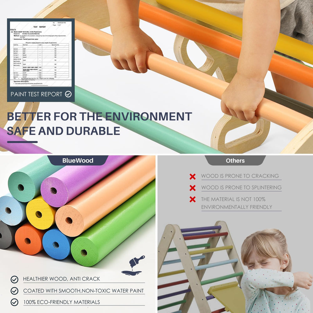 BlueWood wooden climber supports Montessori-inspired, independent play at home.