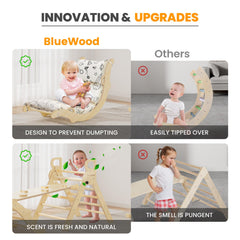 BlueWood Pikler playset assembly shows easy setup and versatile configuration.