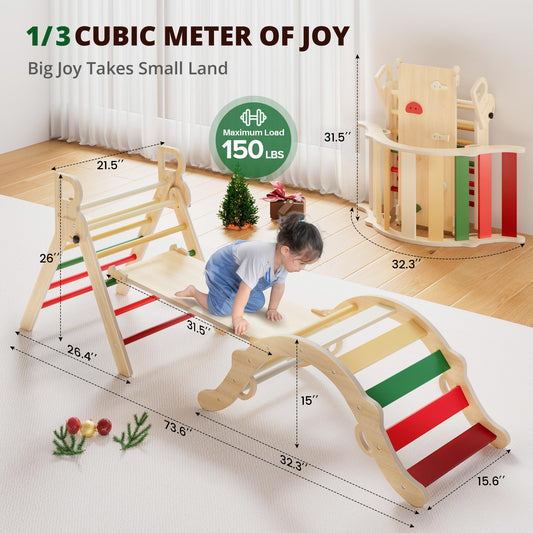 BlueWood Pikler Triangle Ramp: smooth slope for gentle sliding and sensory exploration.