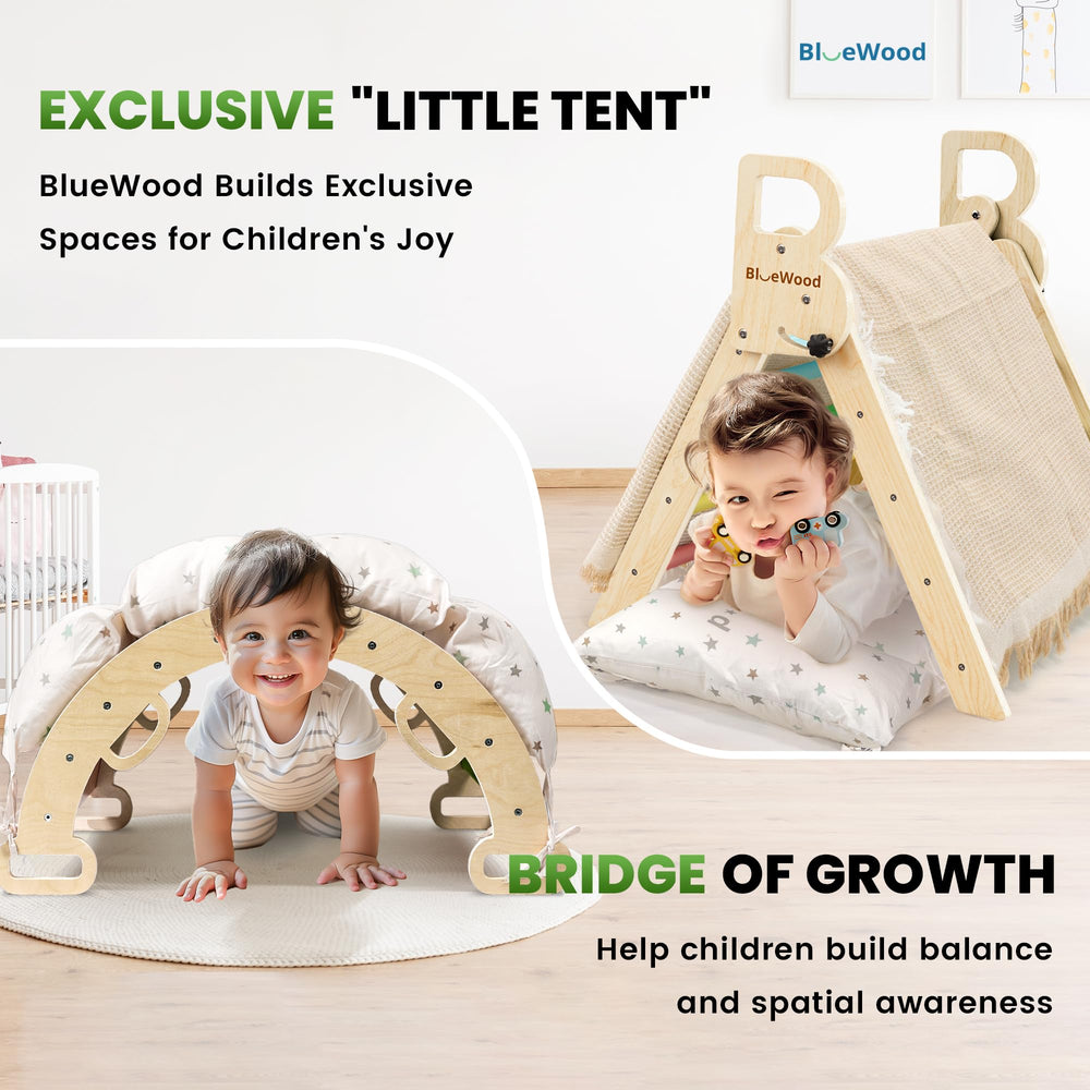 BlueWood rainbow arch ladder with convertible design for balance practice.