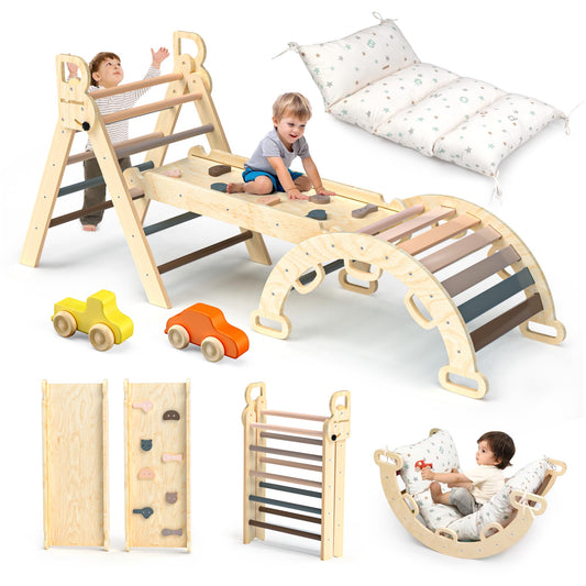 BlueWood Pikler triangle with cushion for safe, cushioned climbing and playtime.