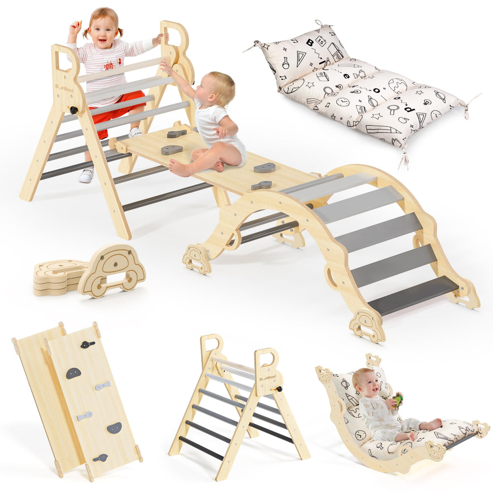 BlueWood Pikler triangle with cushion for safe climbing and comfort