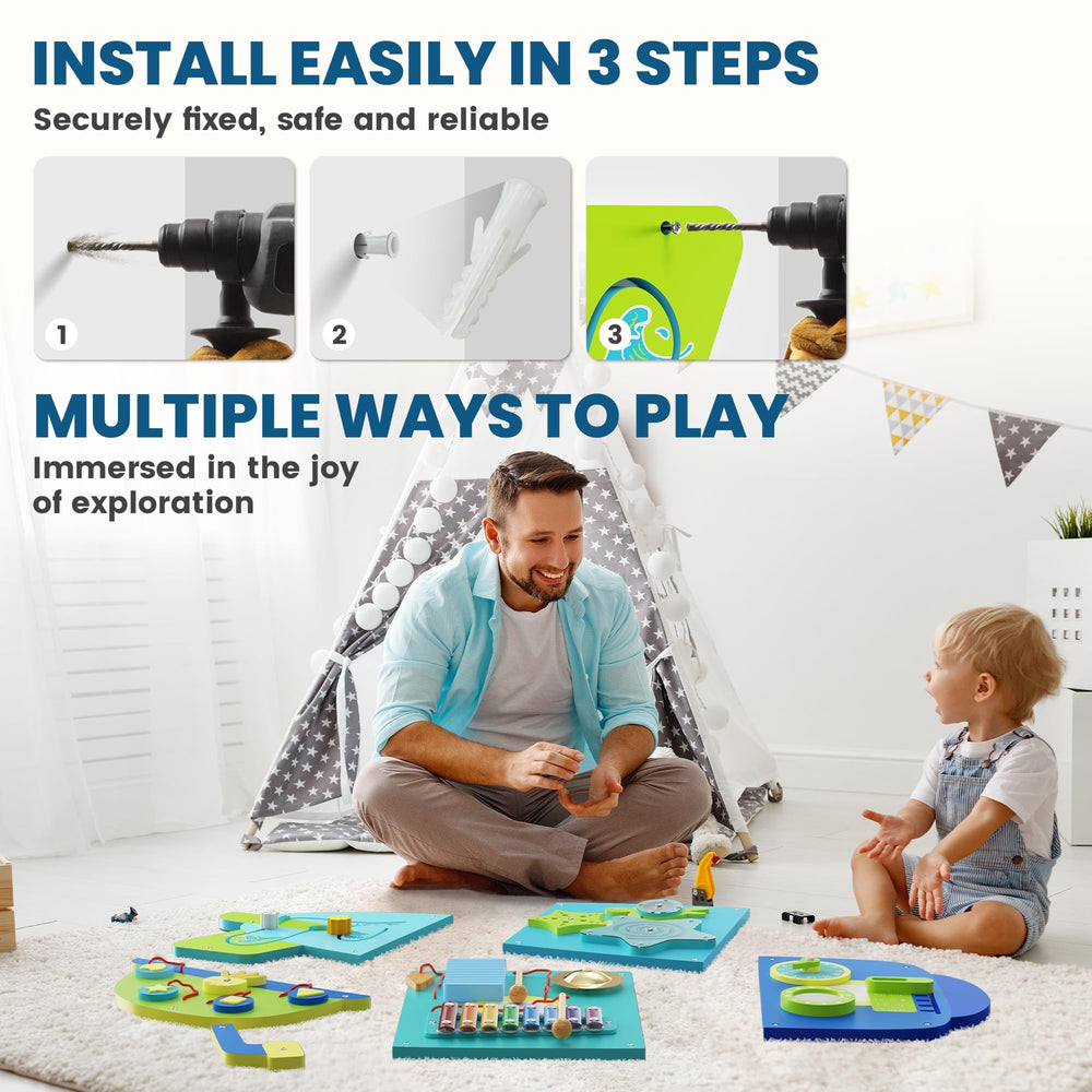 BlueWood Submarine Busy Board parent-child interaction during play