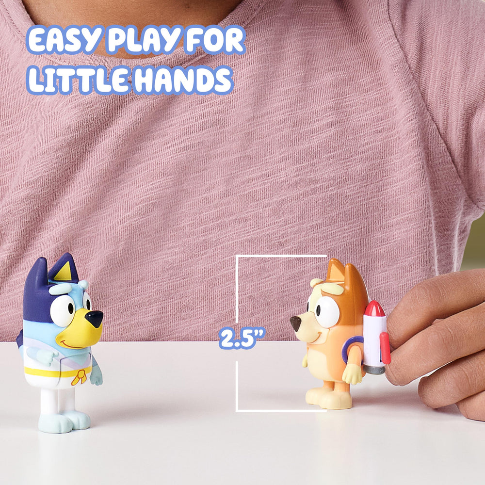 Bluey Action Heroes on-the-go-play set travels easily.