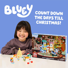 Bluey Advent Calendar includes Bluey, Bingo, and Bartlebee figures for imaginative scenes.