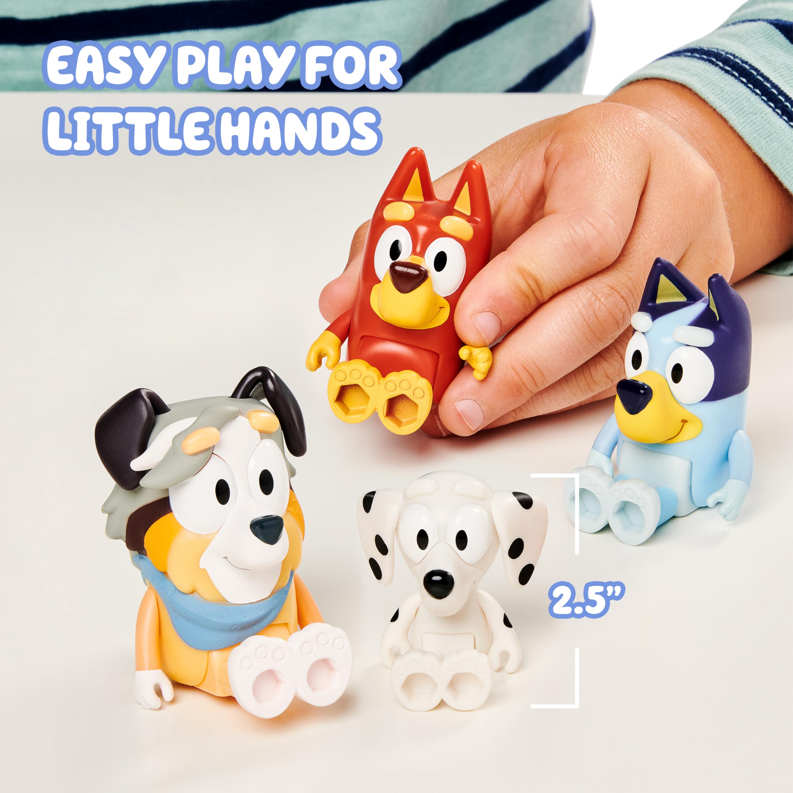 Bluey articulated figures offer dynamic poses for action packed scenes