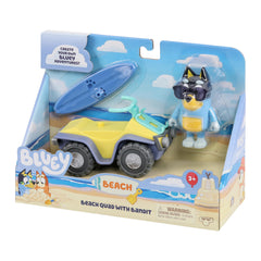 Bluey Bandit Surf Beach Toy Set figure on the shore encourages imaginative play.