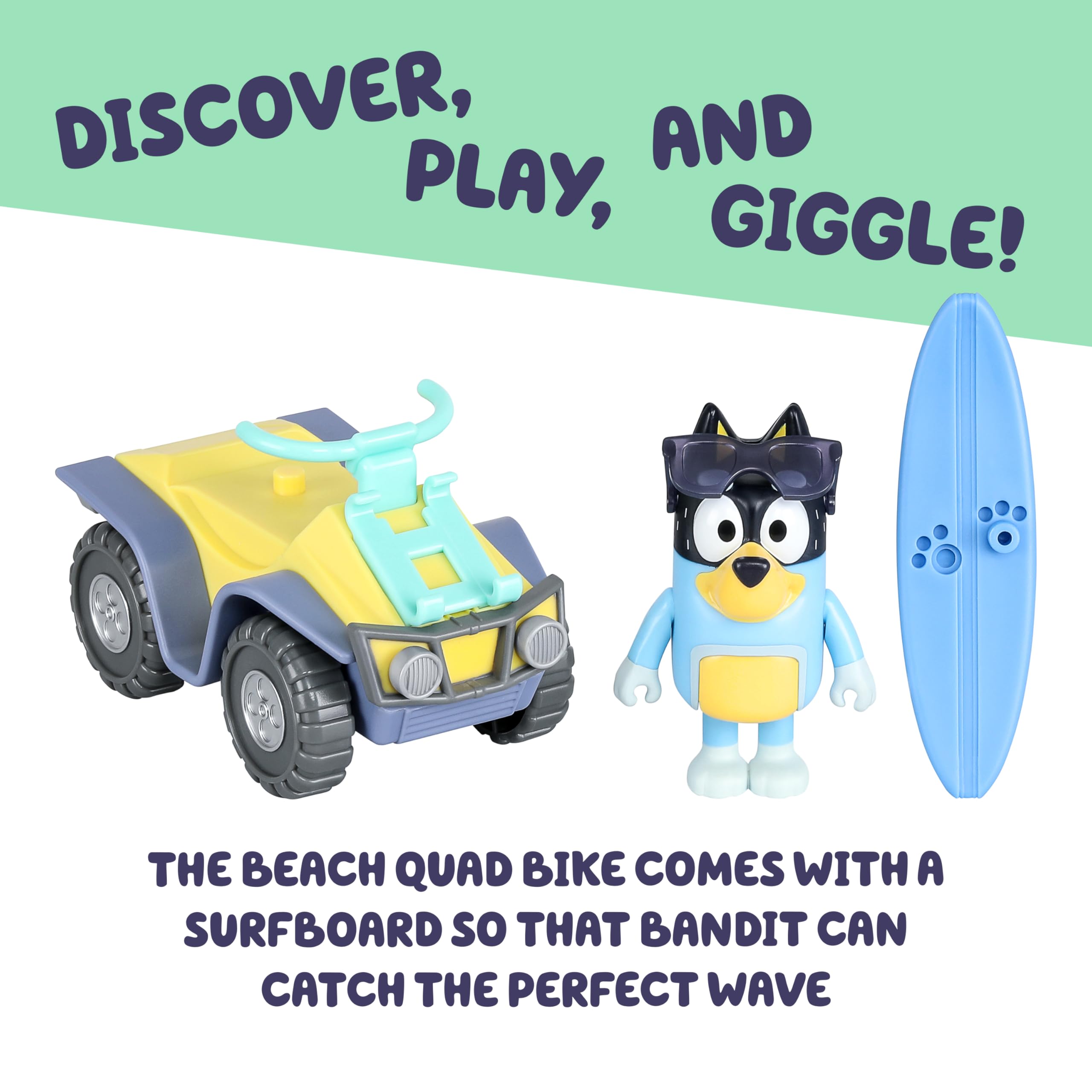 Bluey Bandit surfboard accessory shown detached for versatile play.