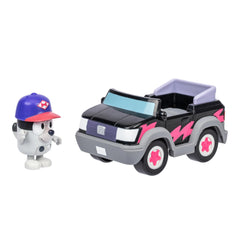 Bluey Basic Pizza Girls Car with Muffin figure promotes imaginative pretend deliveries for preschoolers.