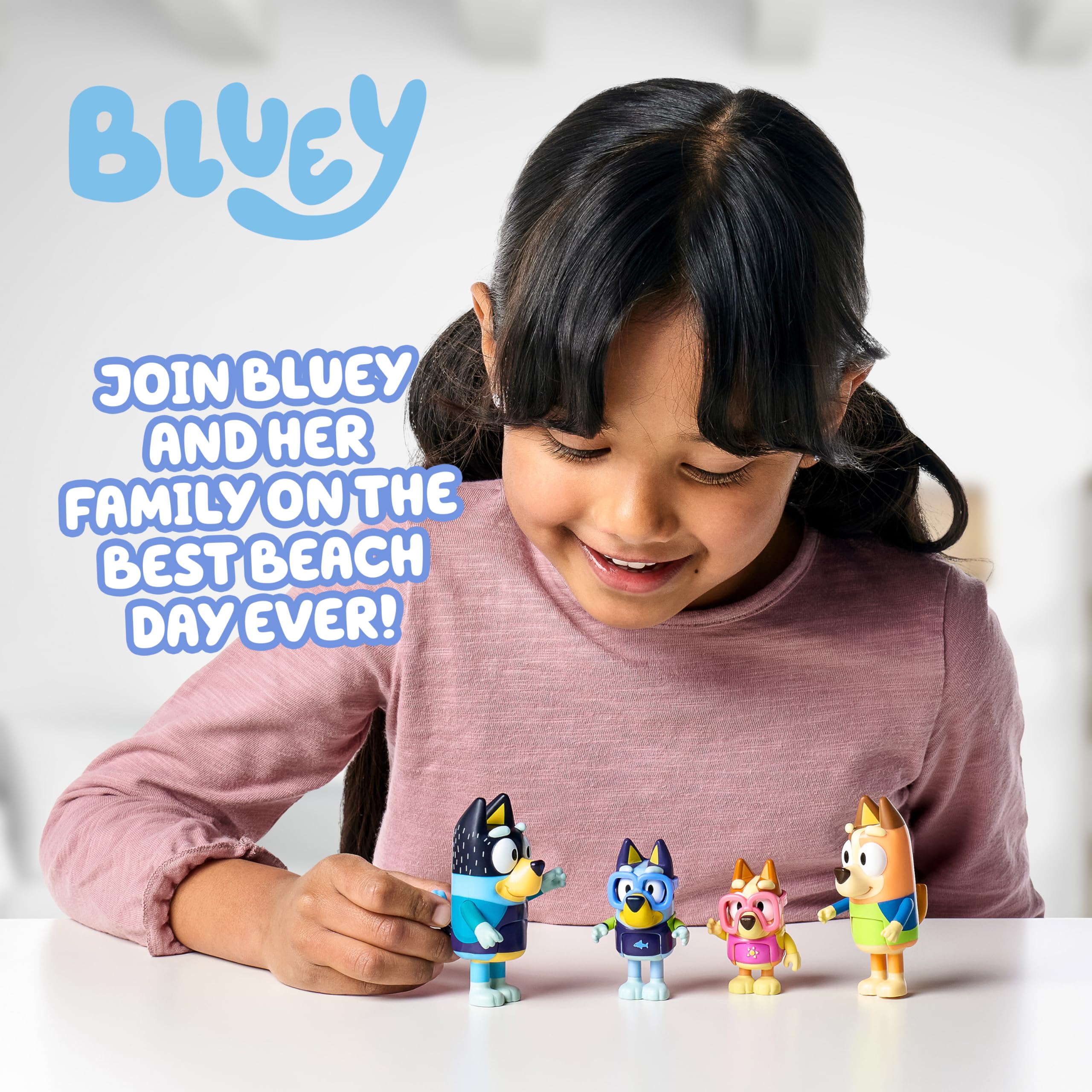 Bluey Beach Day Bandit figure with hat, sparks pretend family adventures.