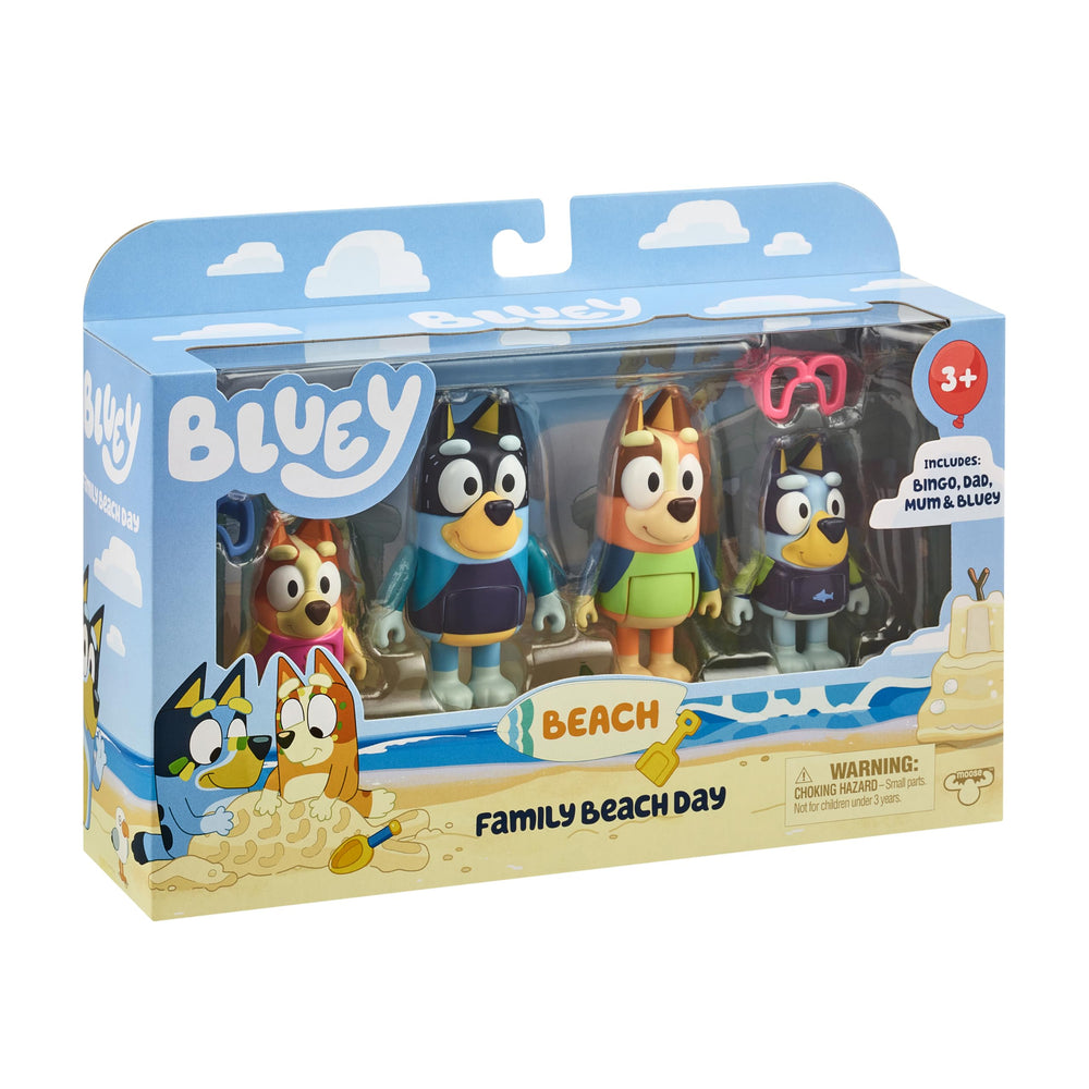 Bluey Beach Day Chilli figure with hat, ideal for imaginative seaside play.