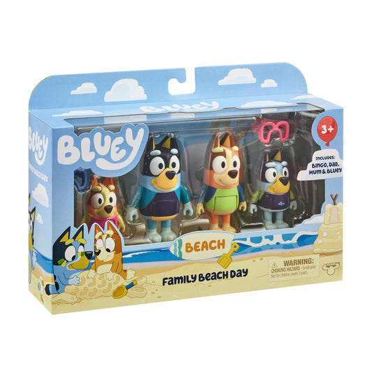 Bluey Beach Day Chilli figure with hat, ideal for imaginative seaside play.