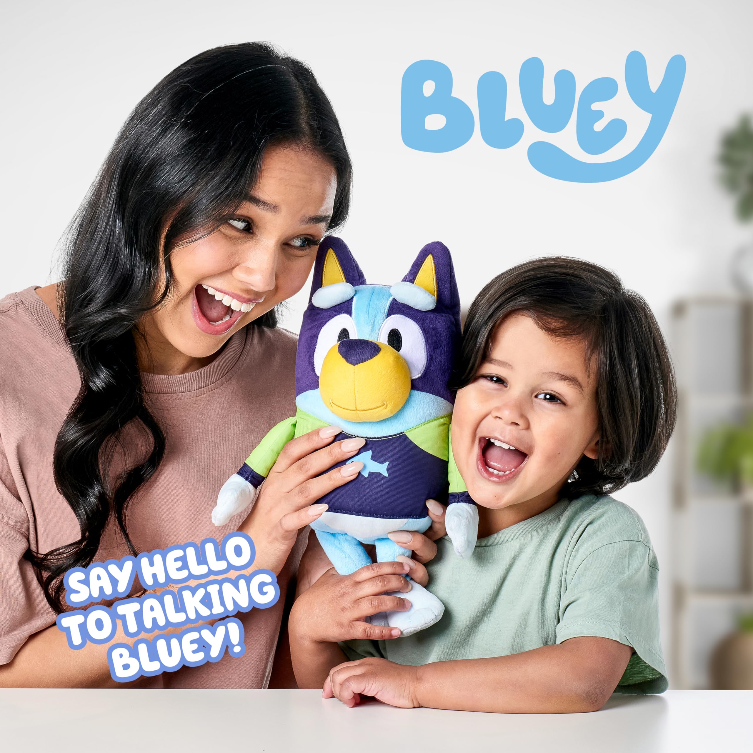 Bluey beach edition plush sings the theme song for musical beachtime play.