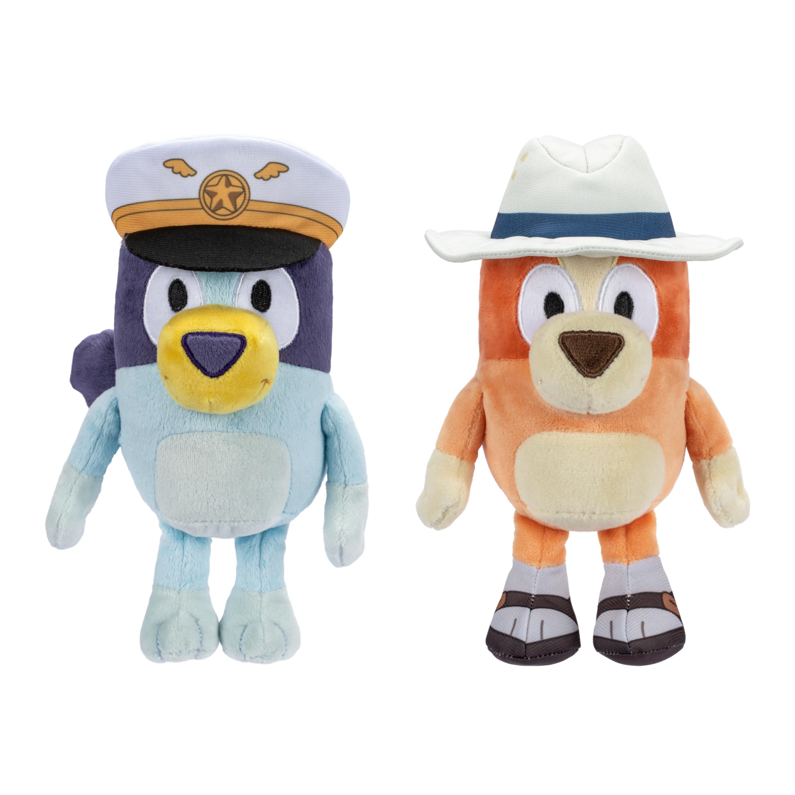 Bluey and Bingo plush duo cuddling for imaginative play and bedtime.