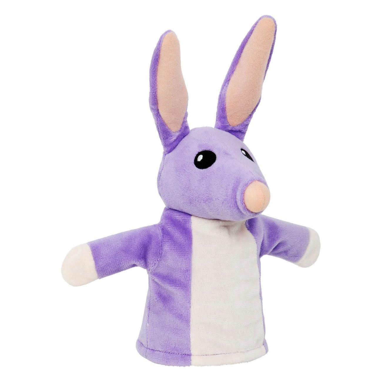 Bluey Bob Bilby puppet close-up showing soft plush fabric for cuddles and imaginative play