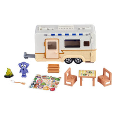 Bluey Caravan Adventure Playset roof folds to reveal bunk beds for cozy storytelling