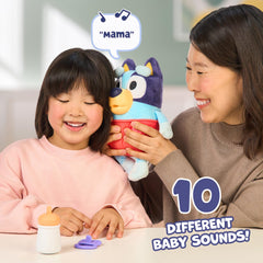 Bluey baby toy with removable cloth diaper for pretend diaper changes
