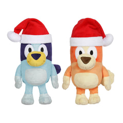 Bluey Christmas plush with Santa hat for cozy cuddles.