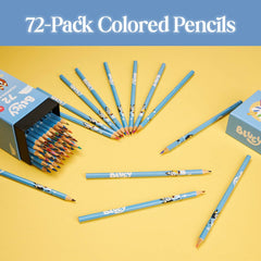 Bluey colouring pencils in sturdy box for tidy art time