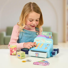 Bluey detachable scanner used with included items for realistic checkout.