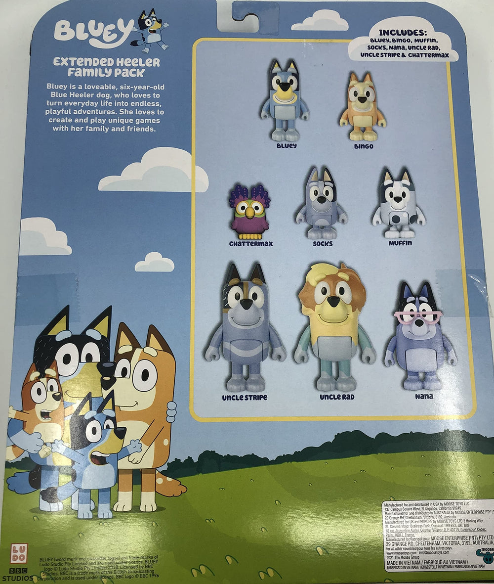 Bluey Extended Heeler Pack Uncle Stripe figure ready for pretend adventures.