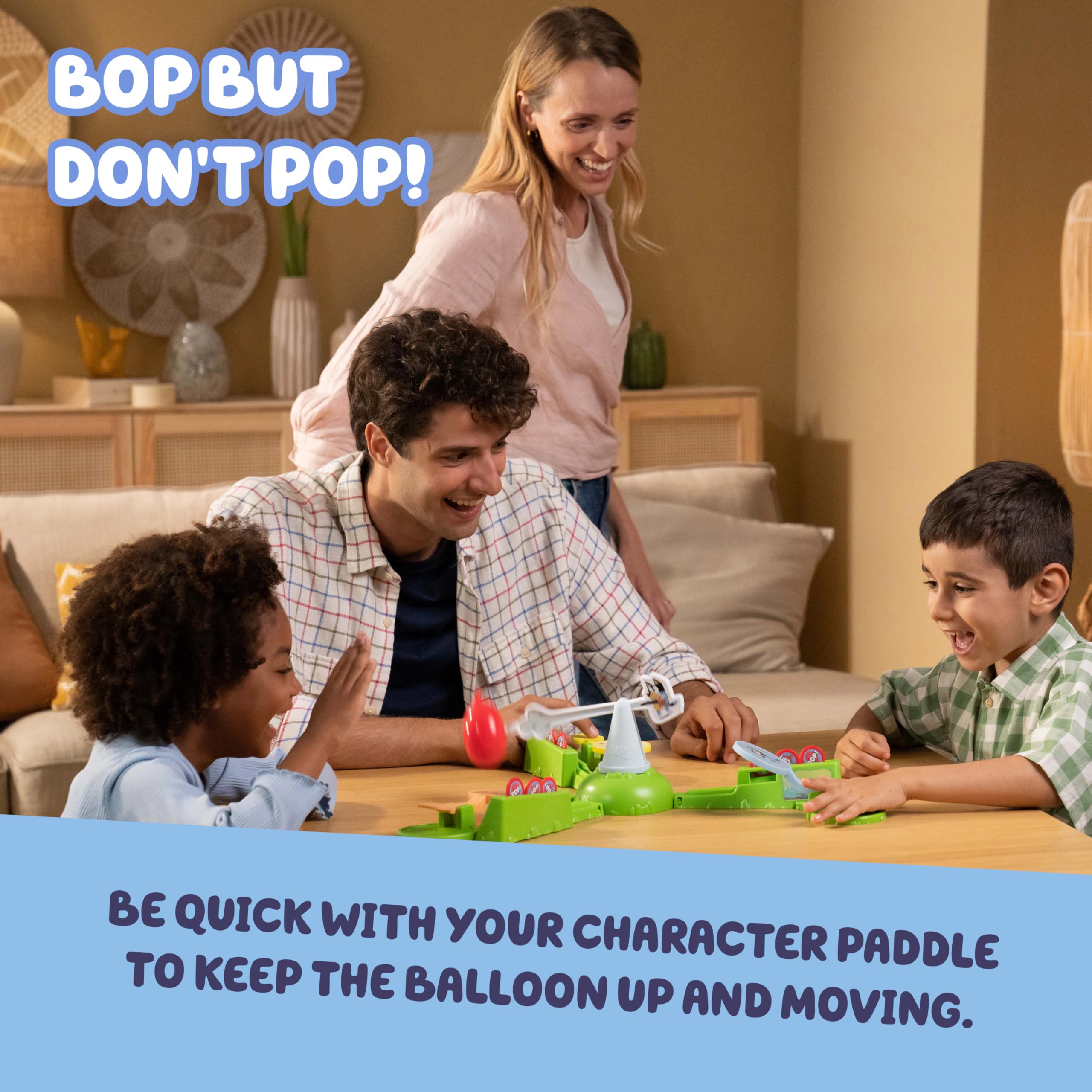 Bluey family game night setup encourages shared laughter and teamwork.