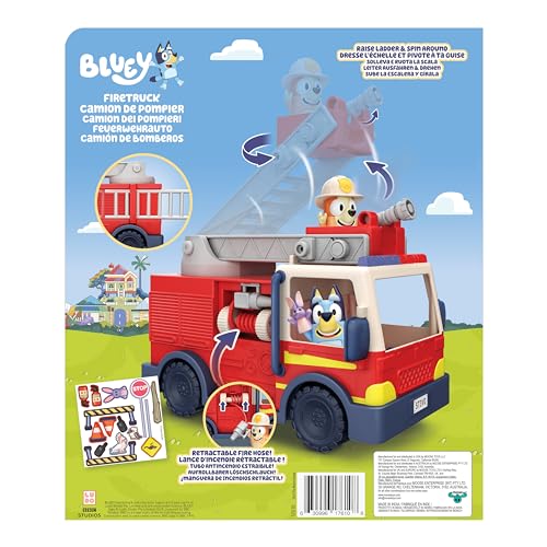 Bluey firetruck ladder-raise feature captured for dynamic play moments