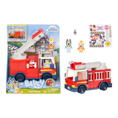 Bluey firetruck toy front view with bright design inviting imaginative rescue play