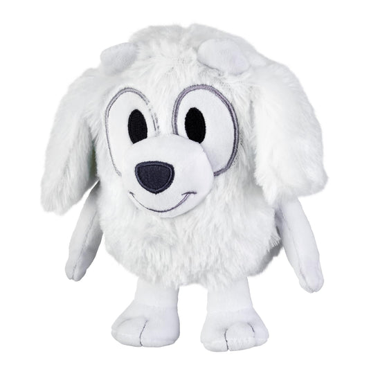 Bluey Friends Lila plush embroidery details highlight durable stitching.