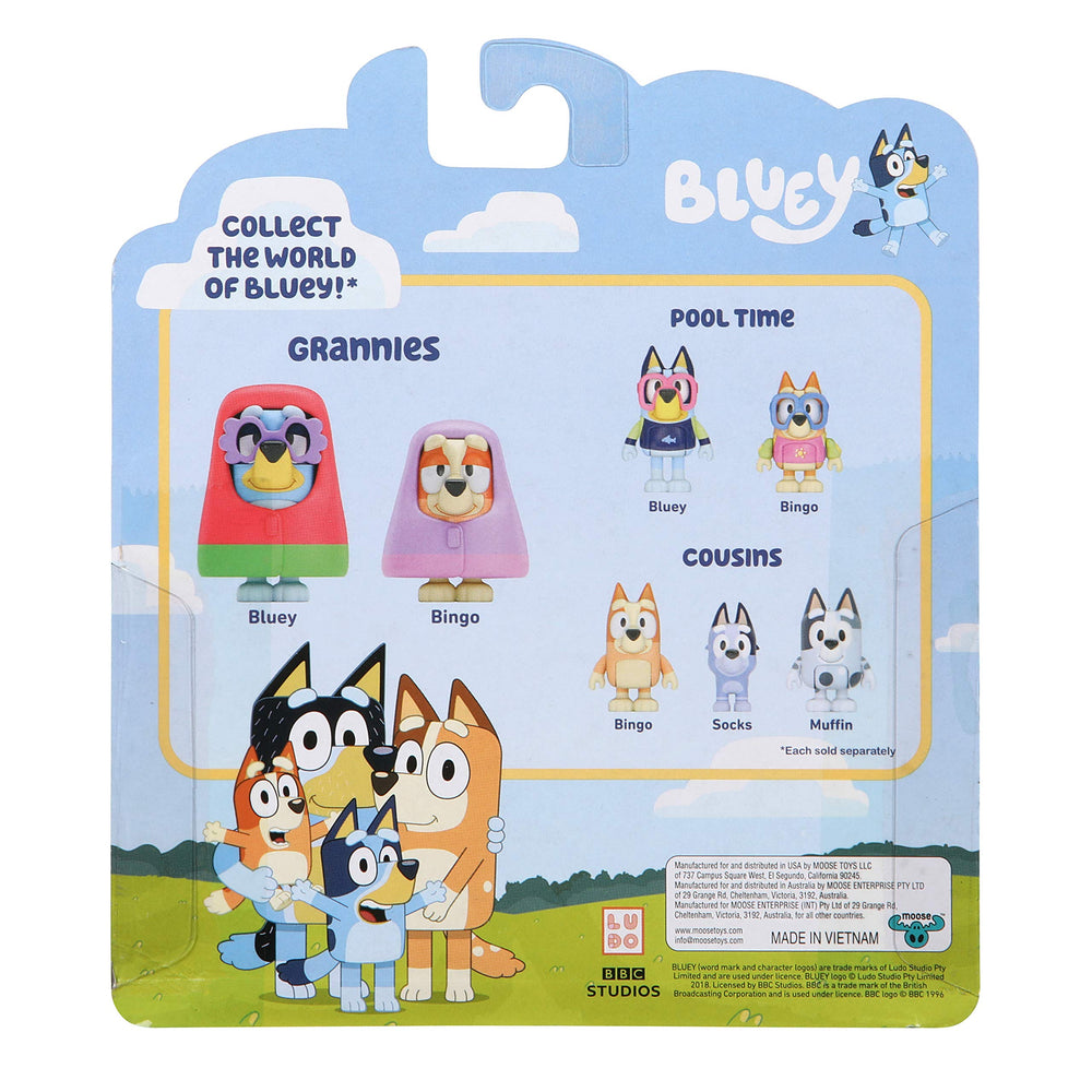 Bluey Grannies Bingo 2-pack figures help storytelling during group play.