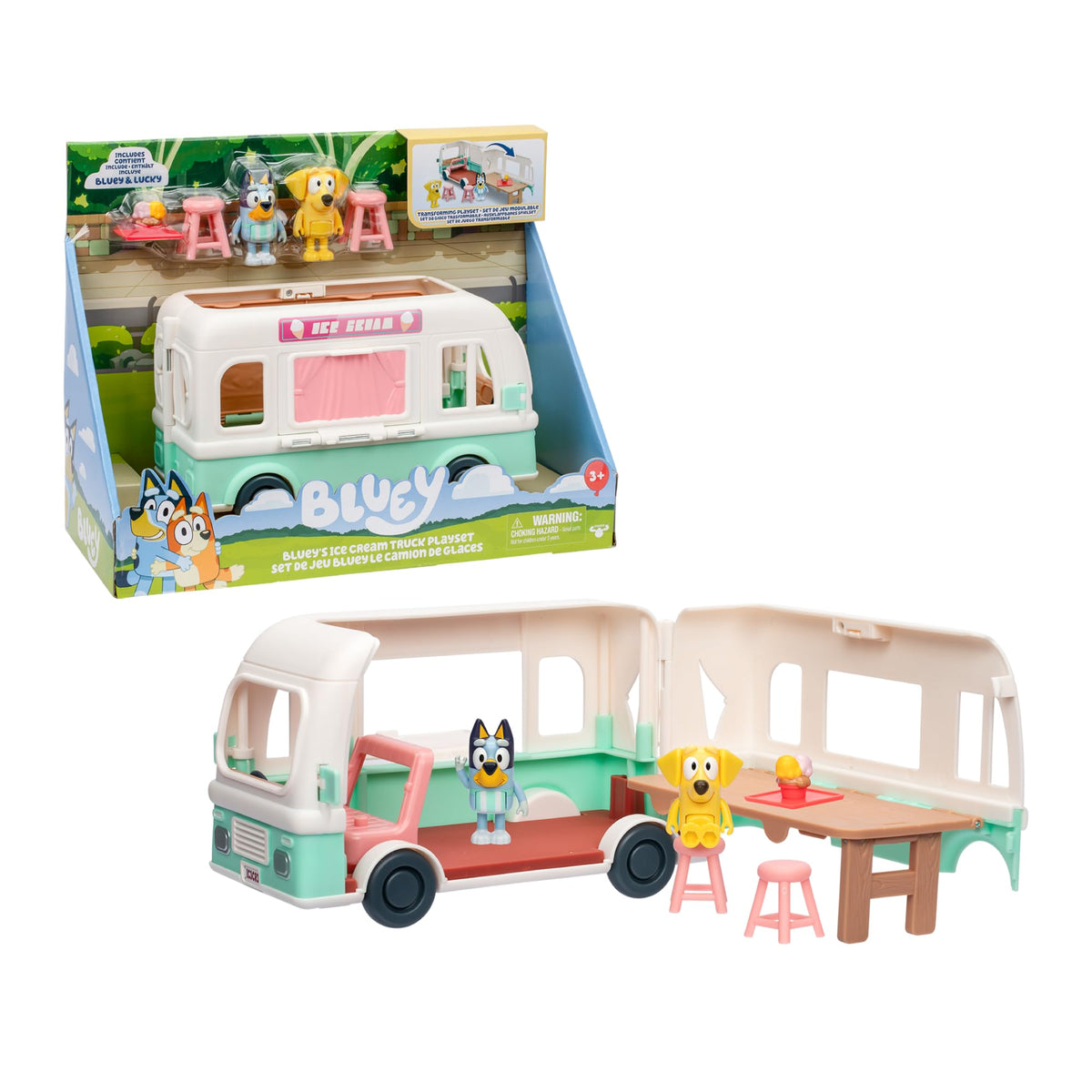 Bluey Ice Cream Truck front view with colorful details for imaginative play