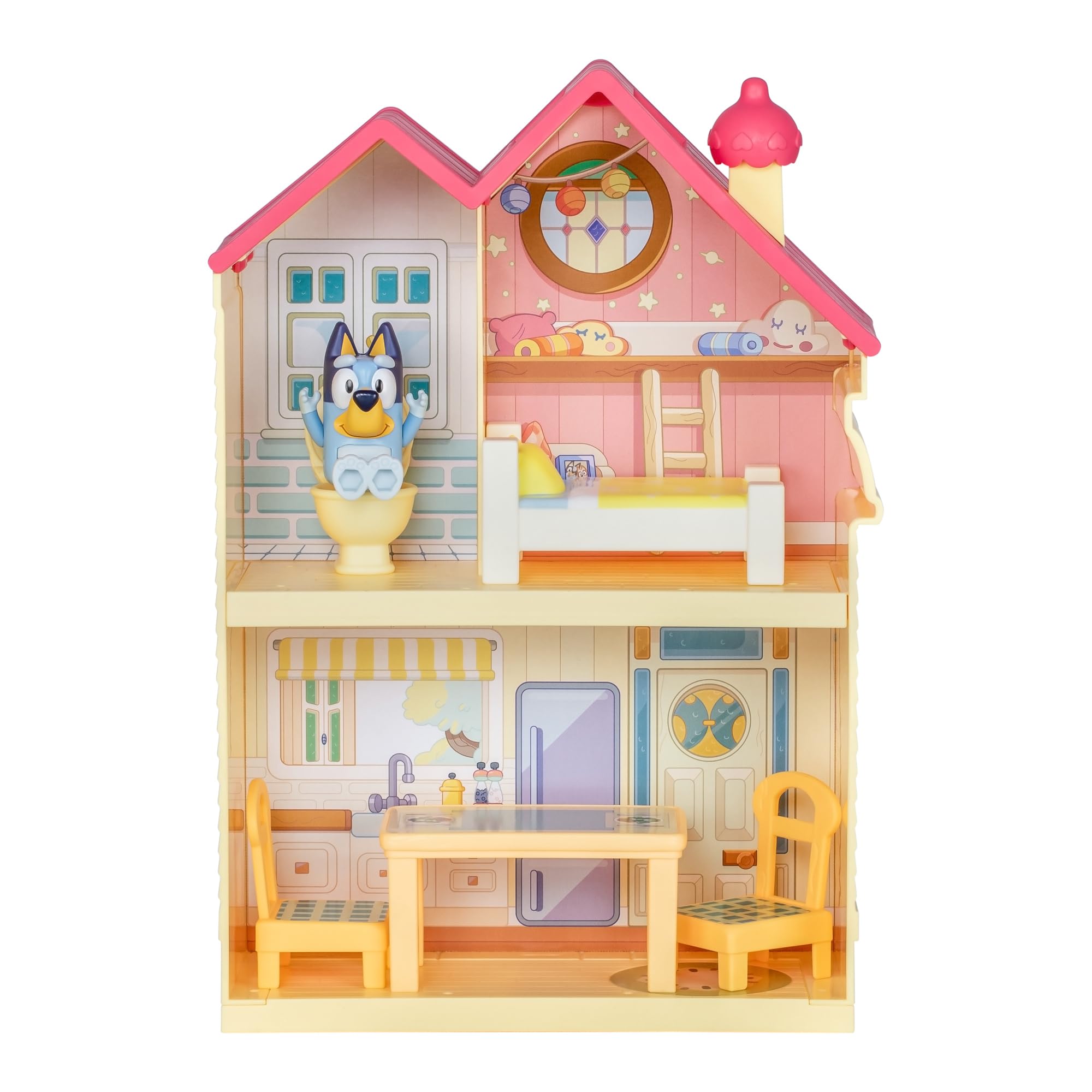 Bluey Mini House carry handle makes travel play ready.