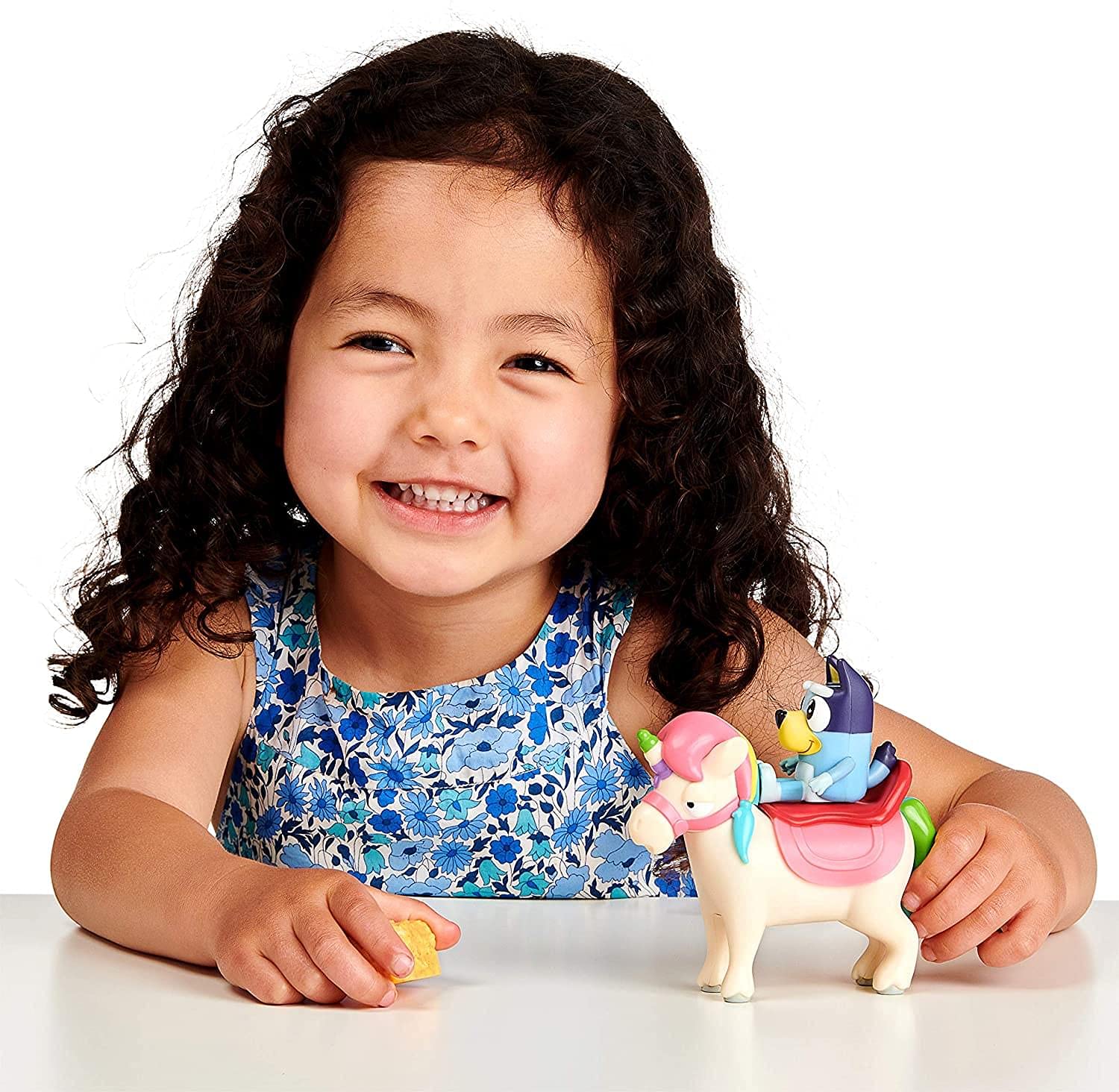 Bluey mini playset fits in bags for on-the-go fun.