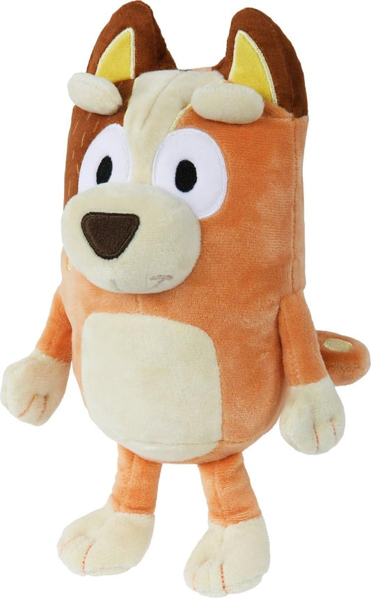 Bluey Mum Chilli plush in front view with soft fabrics for cozy cuddles.