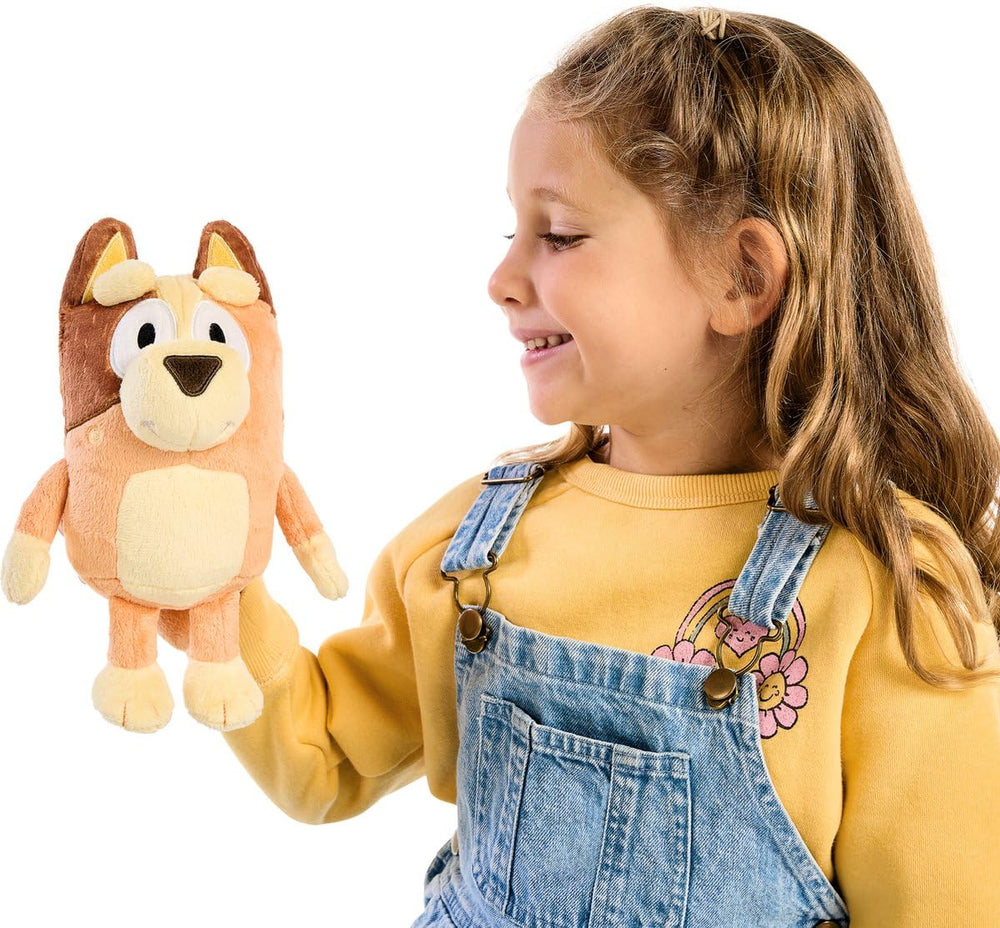 Bluey Mum Chilli plush with deluxe fabrics promotes soft, comforting storytime moments.