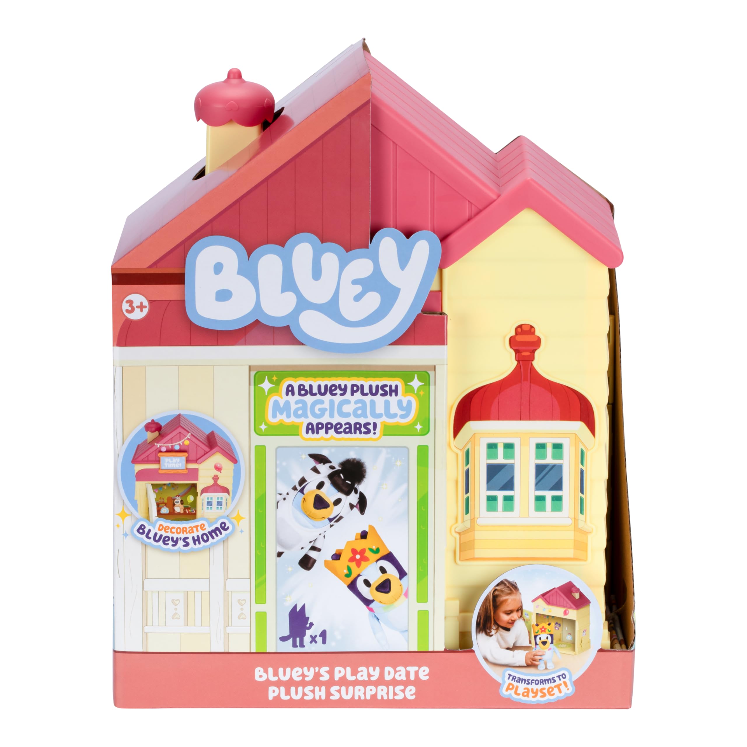 Bluey Play Date House front view with sticker sheet for decorating.