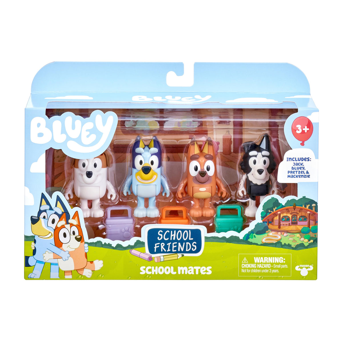 Bluey School Mates pack of four figures ready for imaginative lunch-time play