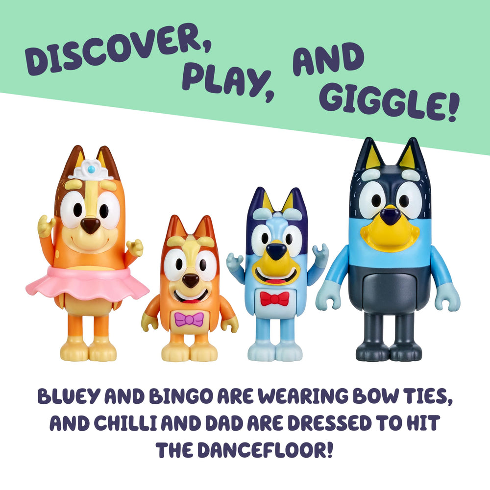 Bluey Showtime articulated figures with movable arms and legs for dynamic action.