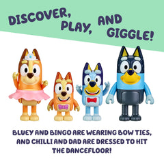 Bluey Showtime articulated figures with movable arms and legs for dynamic action.