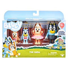 Bluey Showtime Bingo figure in bowtie invites family storytelling and pretend stage performances.