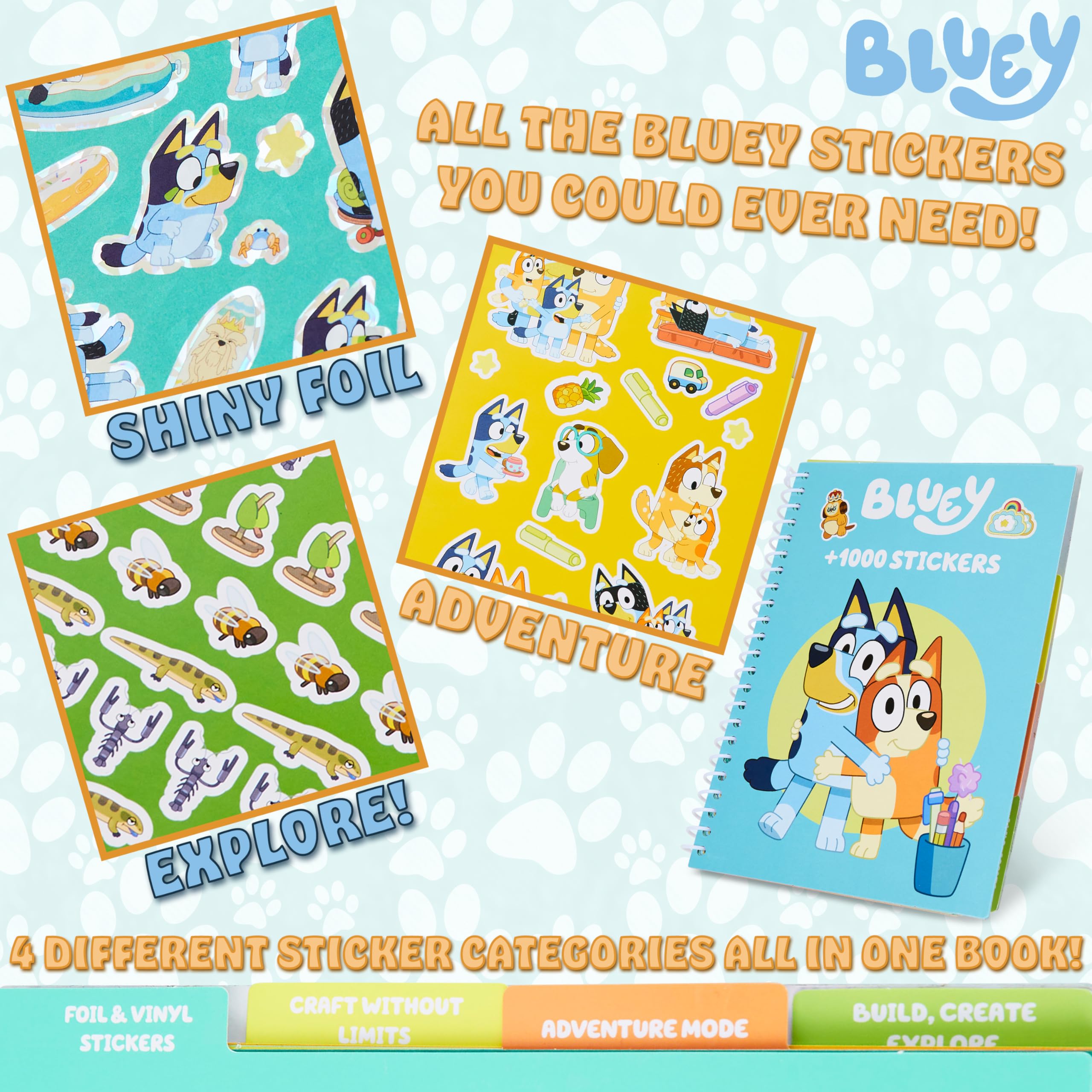 Bluey stickers decorating backpacks and stationery with color