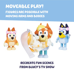 Bluey wedding figures: Bingo as flower girl with crown for festive play.