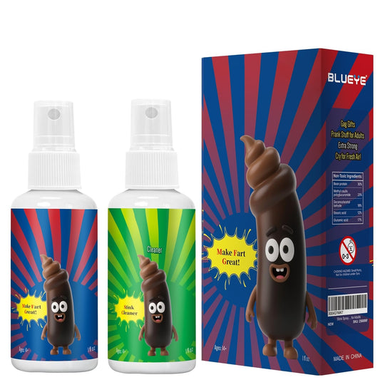 BlueYE stink spray bottle primed for playful pranks and surprising reactions.