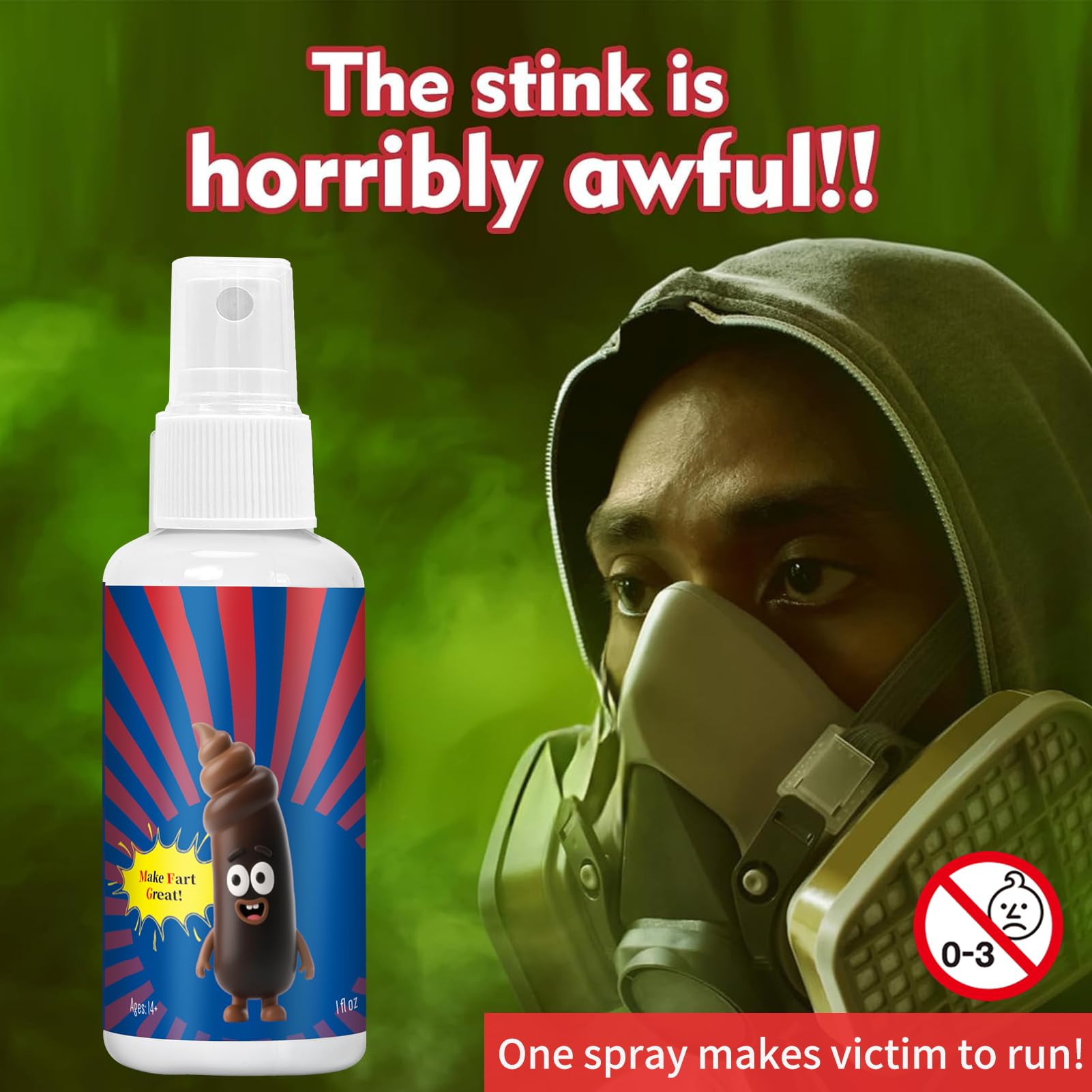 BlueYE red stink spray bottle ready to surprise friends.