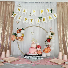 Blukey swallowtail white banner adds elegant decor to birthdays.