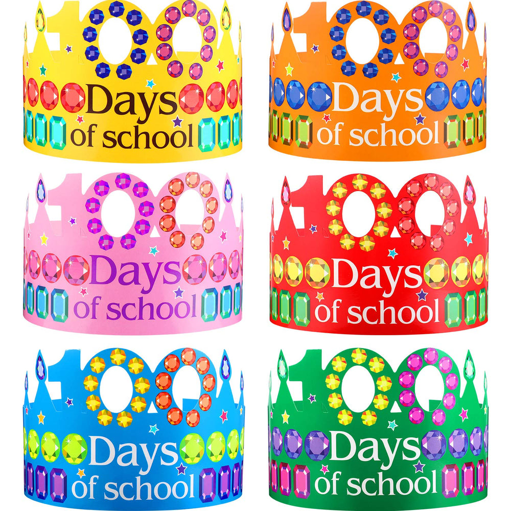 Blulu 100 Days crowns front view with rhinestones for classroom celebrations.