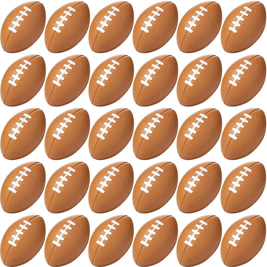Blulu 50-pack mini foam footballs in brown, compact party favors.