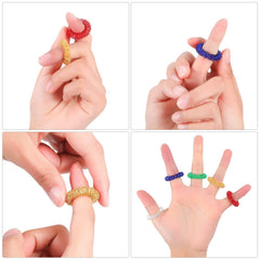 Blulu acupressure fidget ring in green promotes calm during scrolling or gaming.