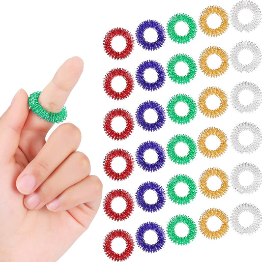 Blulu acupressure fidget ring in red for daily stress relief and finger focus.