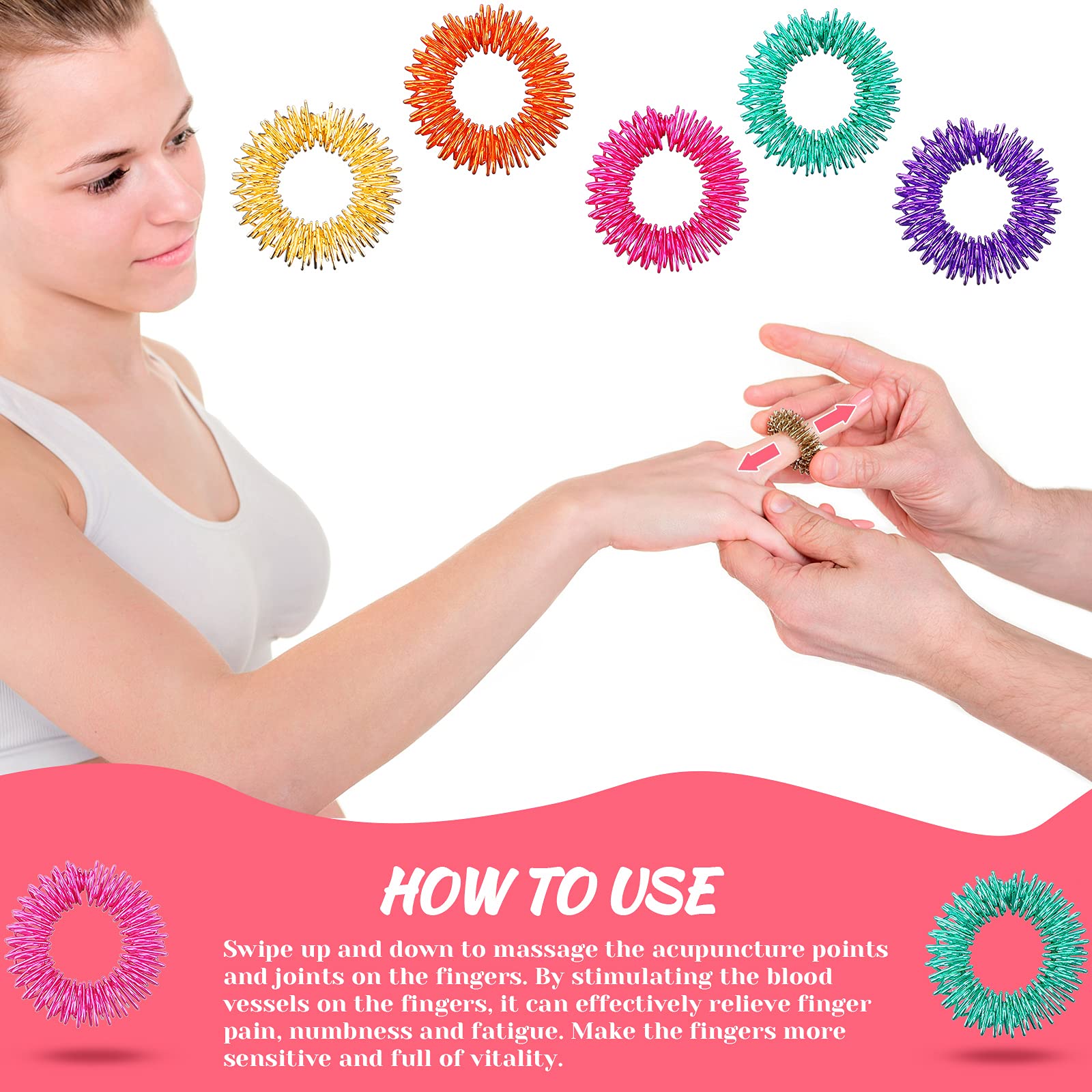 Blulu acupressure ring green spikes for everyday use.